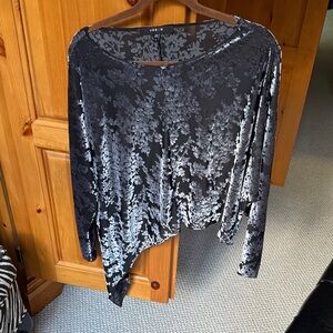 Chic Black Floral Asymmetrical Top